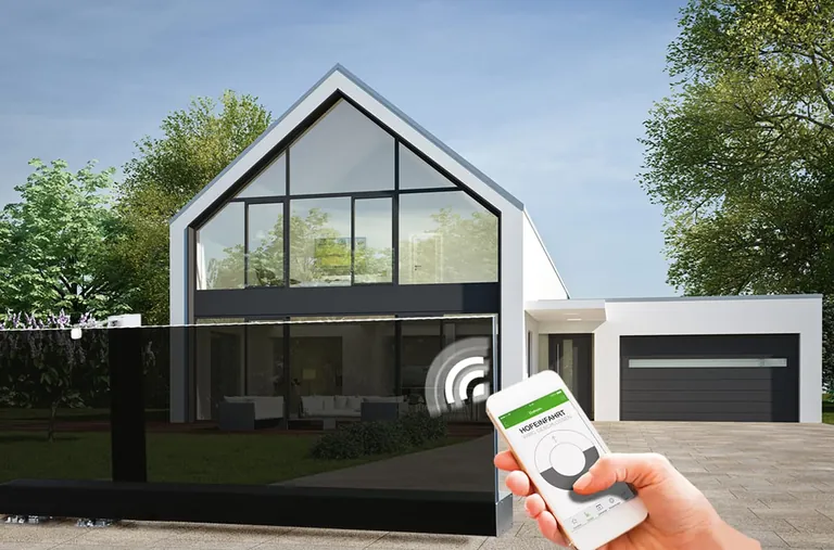 Rahmenlose Systemtor Schwebendes Glas