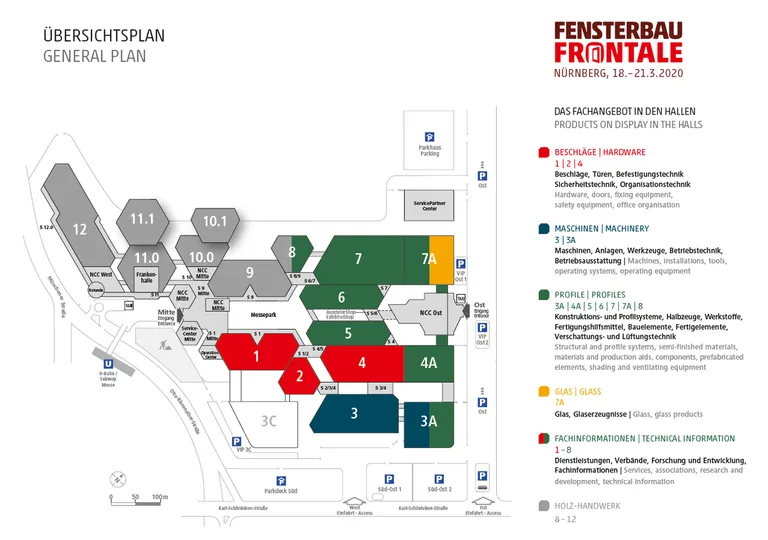 Hallenplan der FENSTERBAU FRONTALE 2020