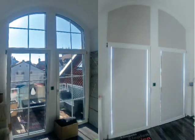 Wabenplissees und blickdichter Stoff