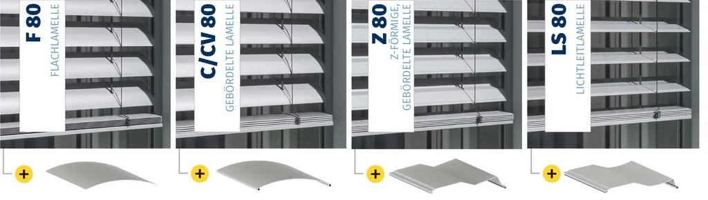 &Uuml;bersicht Raffstore-Lamellen Alukon