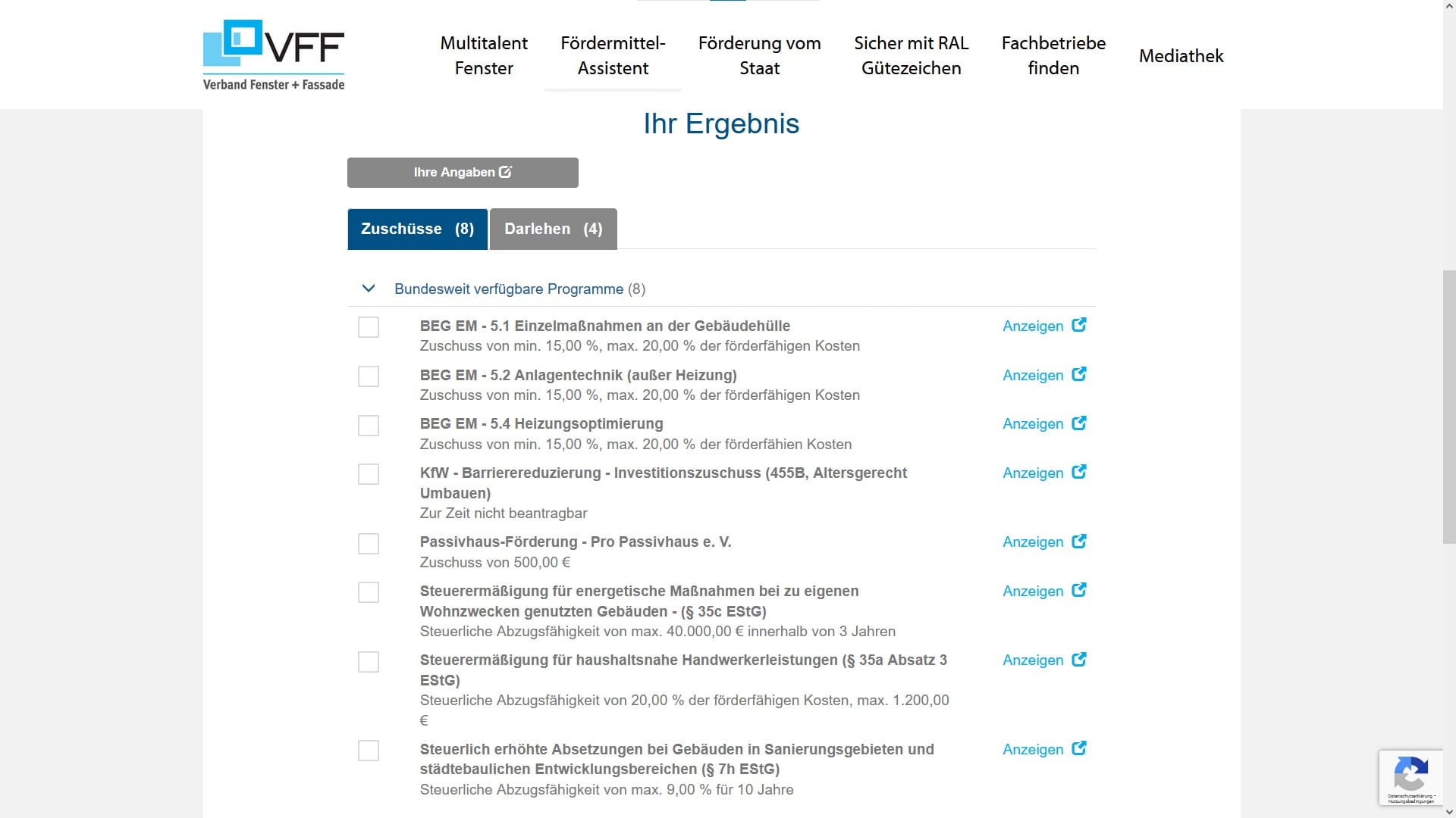 Sie erhalten einen Überblick über die für das Projekt infrage kommenden Förderprogramme.