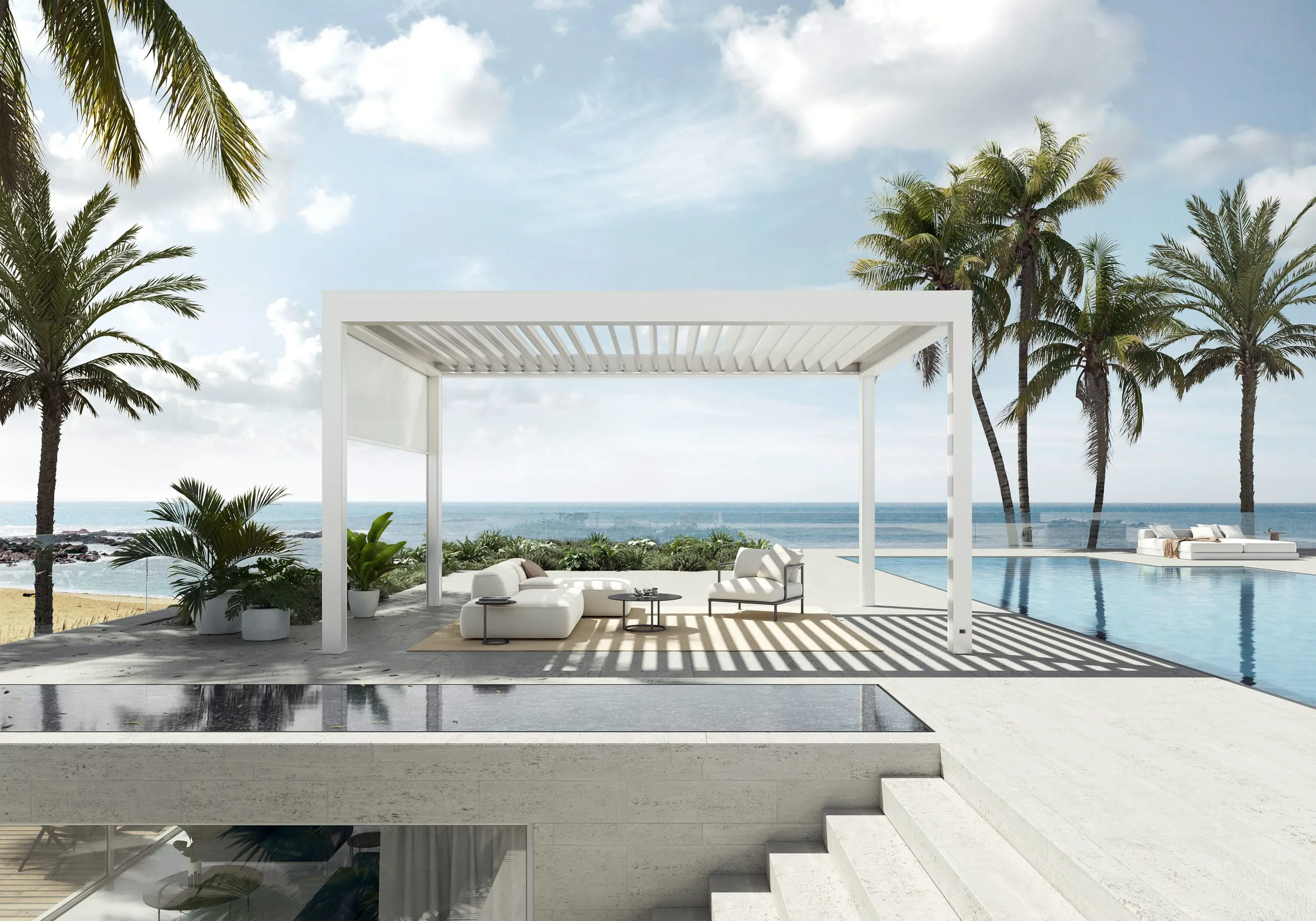 Das Lamellendach Lamaxa ist in allen Umgebungen ein Blickfang.