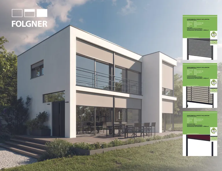 Mit Rollladen, Raffstores, Zip-Screens und SmartHome-Systemen bietet Folgner eine Vielzahl an Produkten, die zu Ressourceneffizienz als auch Energieeffizienz beitragen. Die EPDs liefern nun die Fakten für die Gebäude-Energiebilanzen und geforderten Gebäudezertifizierungen.