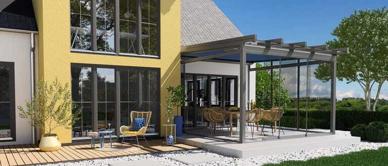 Die Produkte der Qube-Serie als auch die Terrassend&auml;cher von Erhardt eignen sich perfekt zur nachtr&auml;glichen Erweiterung mit Glasschiebeelementen.