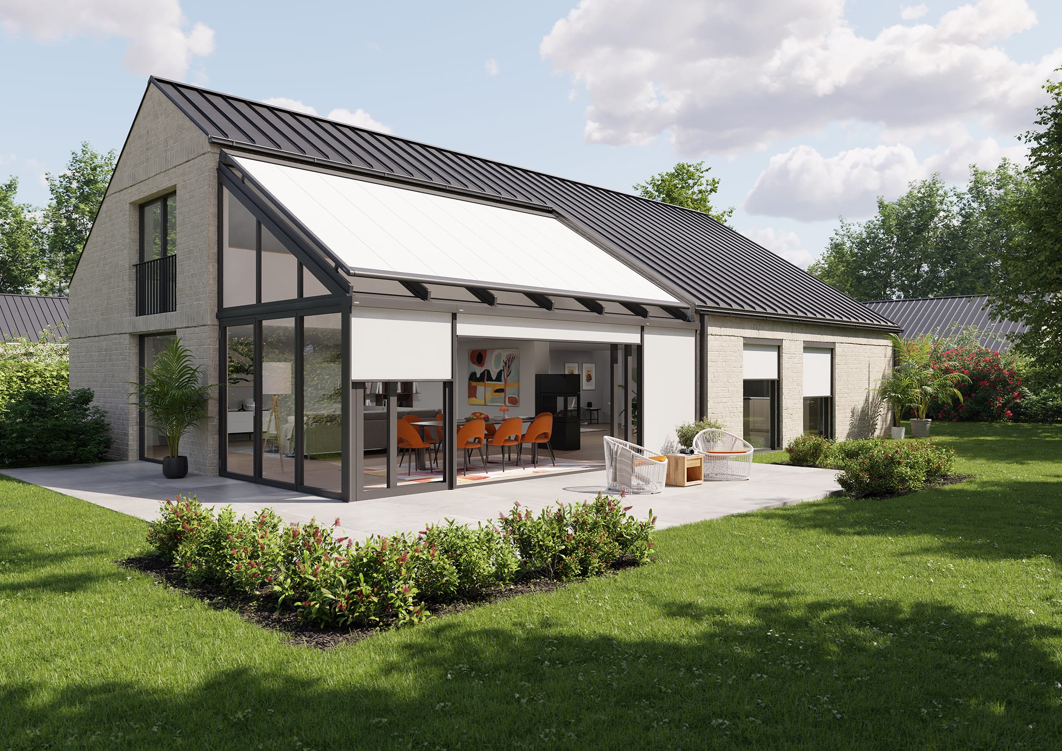 Die Markisen lassen sich an fast jeder baulichen Konstruktion anbringen, um ein konstant angenehmes Raumklima zu schaffen. "Neben moderner, wartungsarmer Technik sind vor allem die Eigenschaften unserer Markisentücher entscheidend", sagt Markilux-Geschäftsführer Michael Gerling. So reflektieren die Gewebe ultraviolette Strahlen, wodurch die Wärme draußen bleibt.