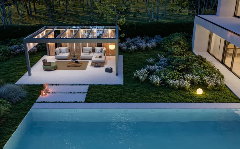 Als Poolhaus bietet die So! Crystal einen Ort zum entspannen.