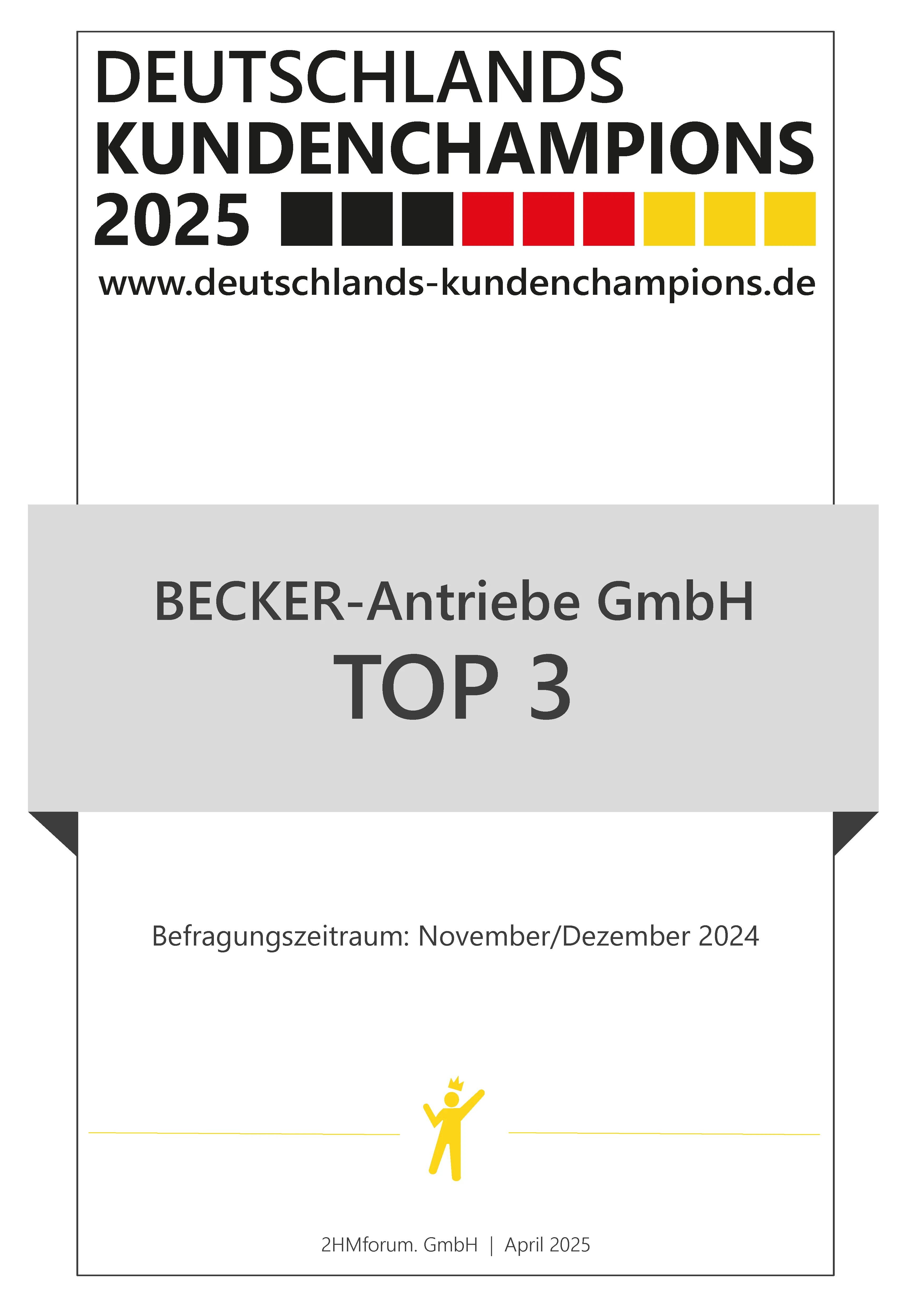 Becker als Deutschlands Kundenchampion 2025 ausgezeichnet