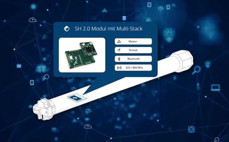 Das neue Smart Home 2.0 Modul ermöglicht u.a. Herstellern der Sicht- und Sonnenschutz-Branche, bestehende Sub-1-GHz-Funkprodukte schnell und effizient fit für den universellen Smart Home Standard Matter zu machen.