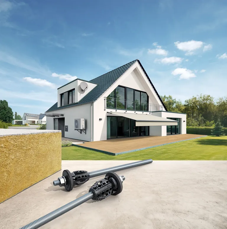 Das TherMax II Abstandmontagesystem befestigt schwere Anbauteile wie Markisen am WDVS ohne eine W&auml;rmebr&uuml;cke in der Fassade zu verursachen.