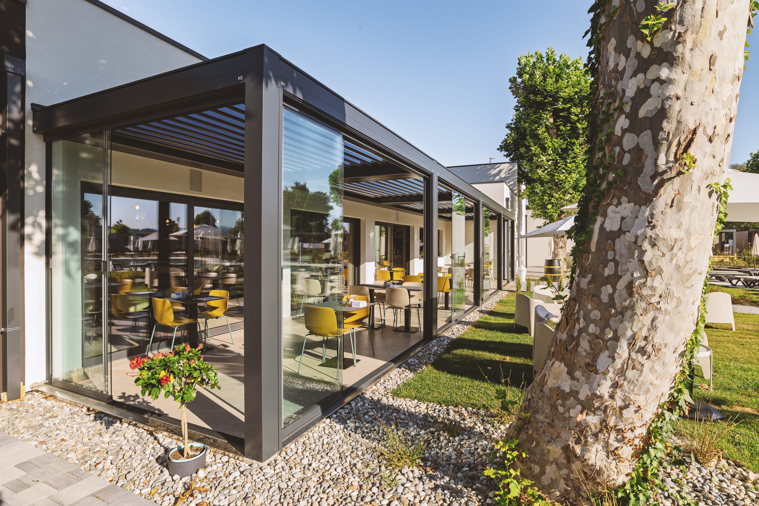 Bioklimatische Pergola für Campingplatz am Lago Maggiore