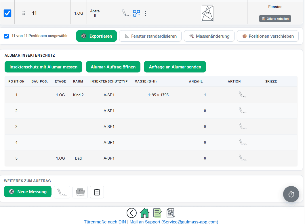 Aufmaß App integriert Messquito