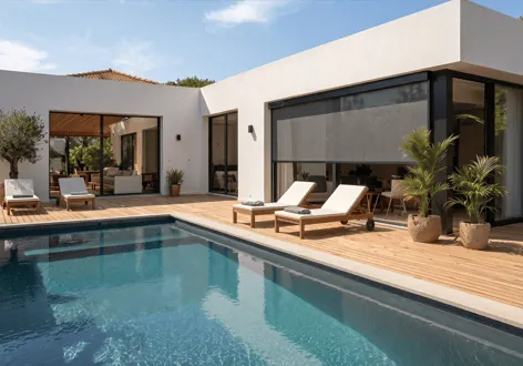 Außenscreens eignen sich auch für Terrassen und Pergolas.
